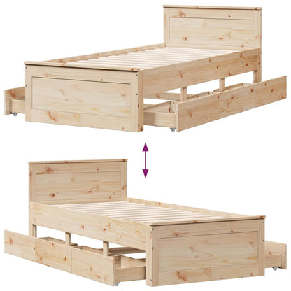 Bed Frame without Mattress with Headboard 90x190 cm Single Solid Wood Pine