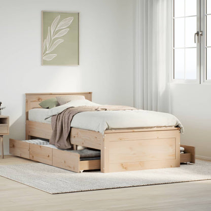 Bed Frame without Mattress with Headboard 90x190 cm Single Solid Wood Pine