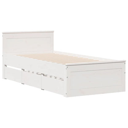 Bed Frame without Mattress with Headboard White 90x190 cm Single Solid Wood Pine