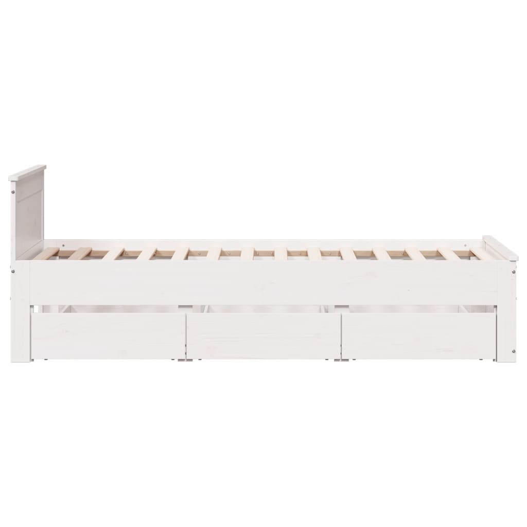 Bed Frame without Mattress with Headboard White 90x190 cm Single Solid Wood Pine