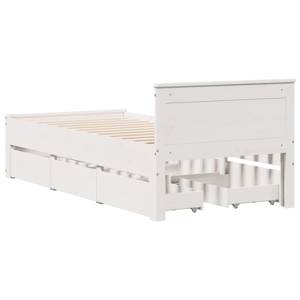 Bed Frame without Mattress with Headboard White 90x190 cm Single Solid Wood Pine