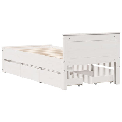 Bed Frame without Mattress with Headboard White 90x190 cm Single Solid Wood Pine