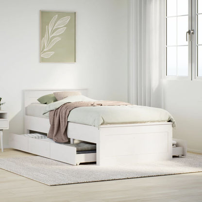 Bed Frame without Mattress with Headboard White 90x190 cm Single Solid Wood Pine