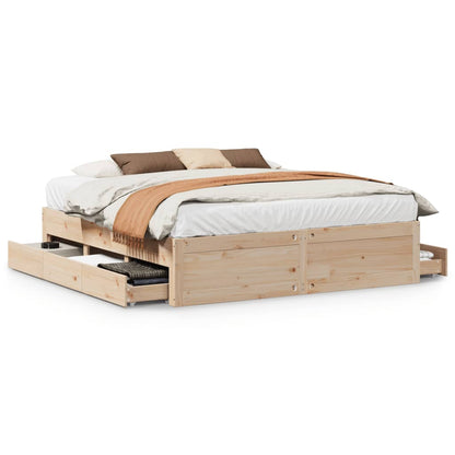 Bed Frame without Mattress with Drawers 180x200 cm Super King Solid Wood Pine