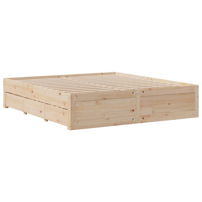 Bed Frame without Mattress with Drawers 180x200 cm Super King Solid Wood Pine