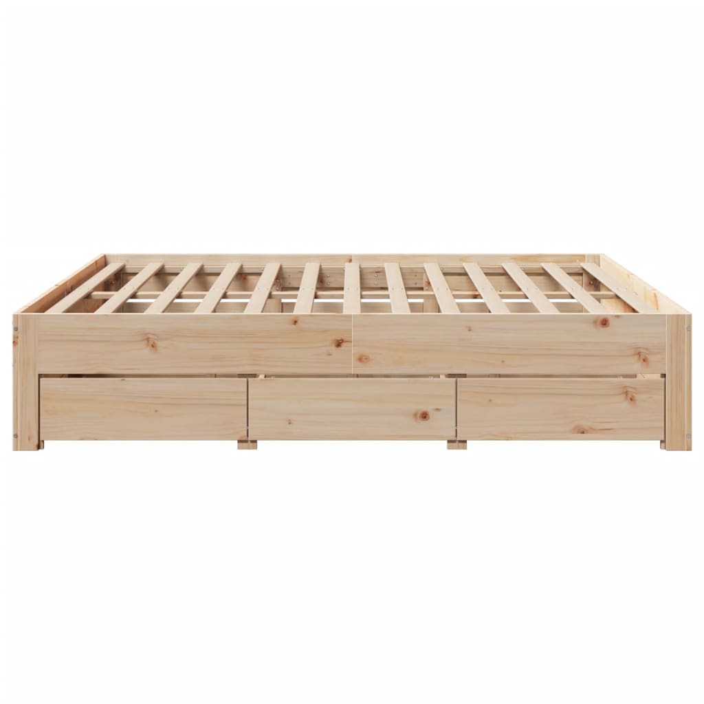 Bed Frame without Mattress with Drawers 180x200 cm Super King Solid Wood Pine