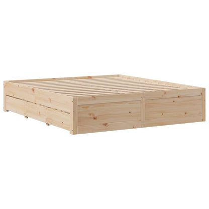 Bed Frame without Mattress with Drawers 180x200 cm Super King Solid Wood Pine