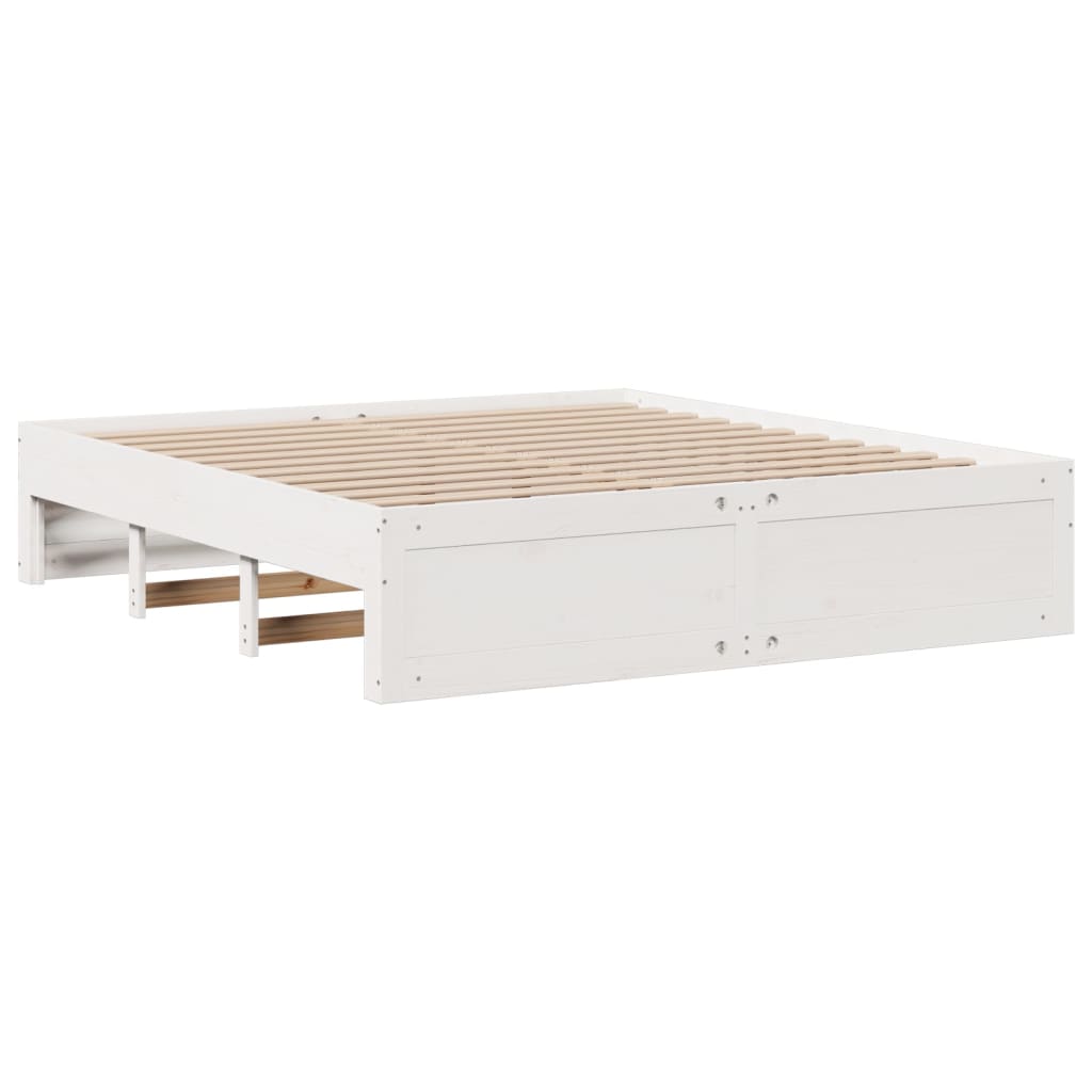 Bed Frame without Mattress with Drawers White 180x200 cm Super King Solid Wood Pine