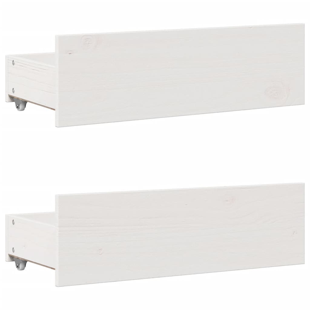 Bed Frame without Mattress with Drawers White 180x200 cm Super King Solid Wood Pine