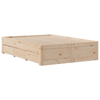 Bed Frame without Mattress with Drawers 150x200 cm King Size Solid Wood Pine