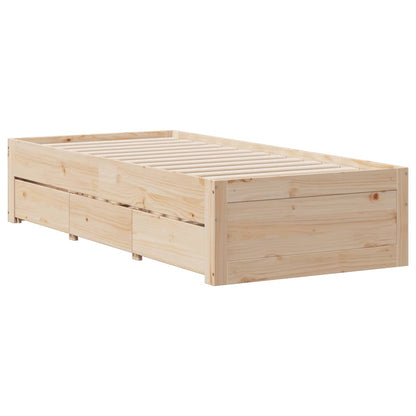 Bed Frame without Mattress with Drawers 100x200 cm Solid Wood Pine