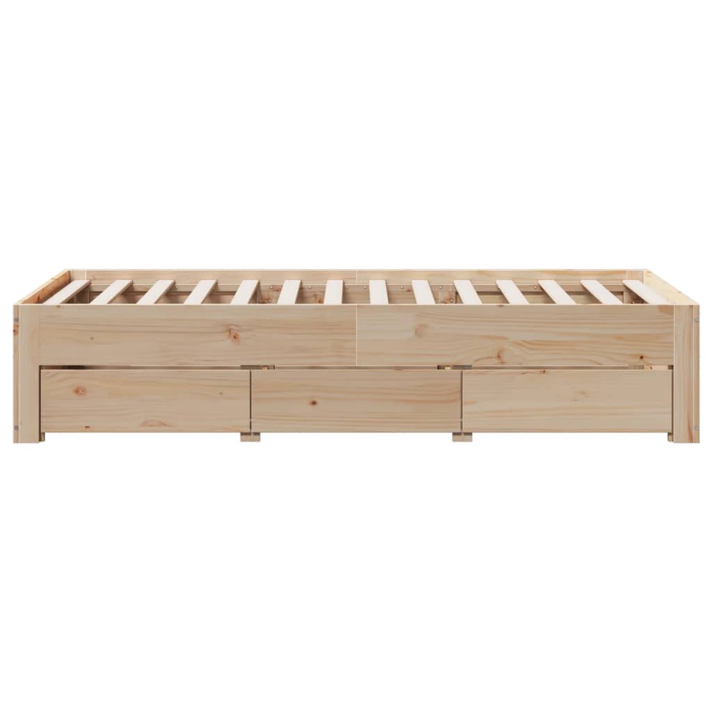 Bed Frame without Mattress with Drawers 100x200 cm Solid Wood Pine