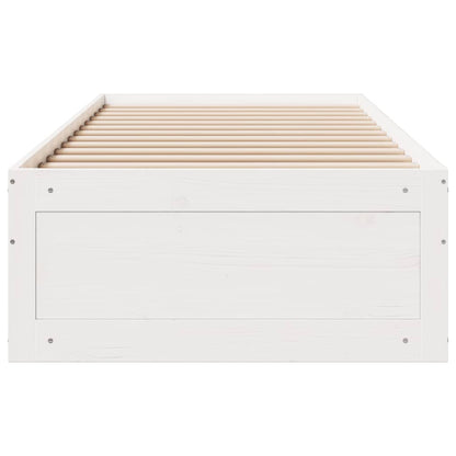 Bed Frame without Mattress with Drawers White 100x200 cm Solid Wood Pine