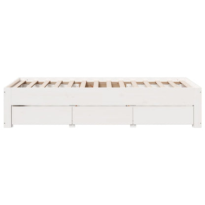 Bed Frame without Mattress with Drawers White 100x200 cm Solid Wood Pine