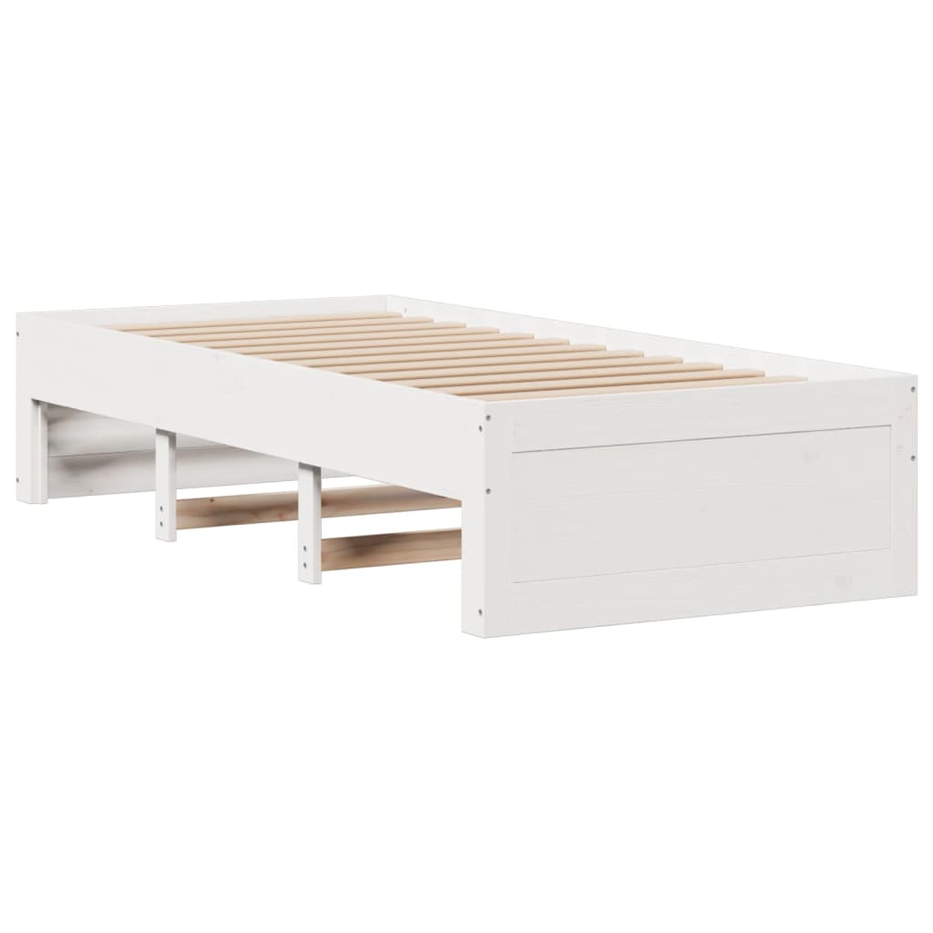 Bed Frame without Mattress with Drawers White 100x200 cm Solid Wood Pine