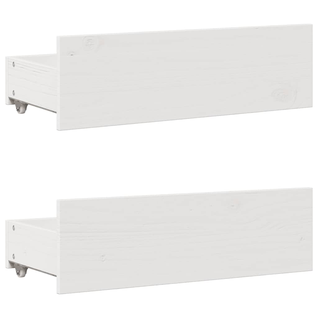 Bed Frame without Mattress with Drawers White 100x200 cm Solid Wood Pine