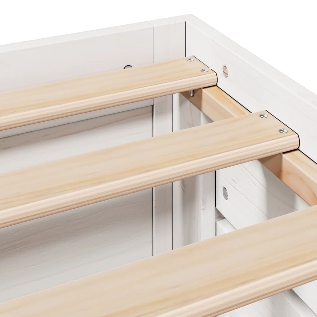 Bed Frame without Mattress with Drawers White 100x200 cm Solid Wood Pine