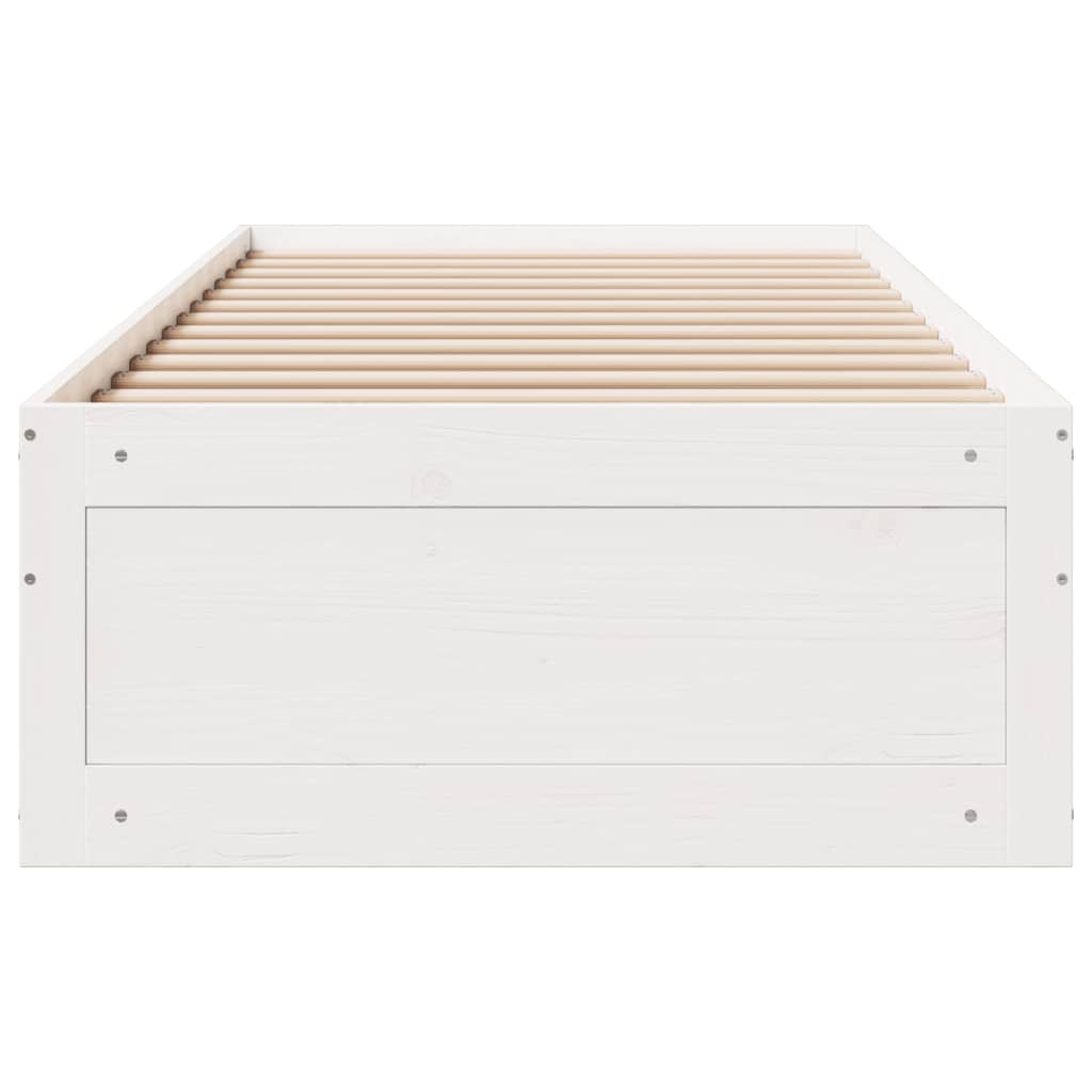 Bed Frame without Mattress with Drawers White 90x200 cm Solid Wood Pine