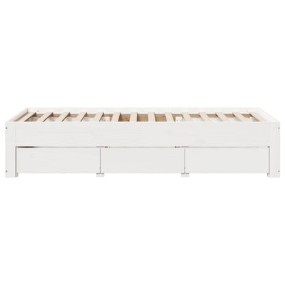 Bed Frame without Mattress with Drawers White 90x200 cm Solid Wood Pine