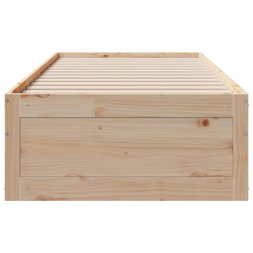 Bed Frame without Mattress with Drawers 90x190 cm Single Solid Wood Pine