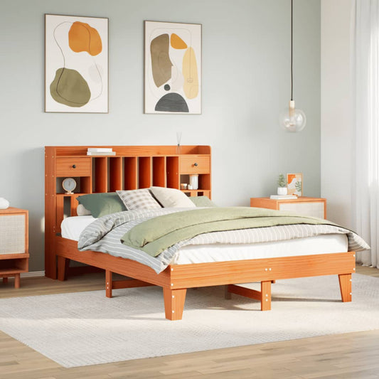 Bed Frame without Mattress Wax Brown 150x200 cm King Size Solid Wood Pine