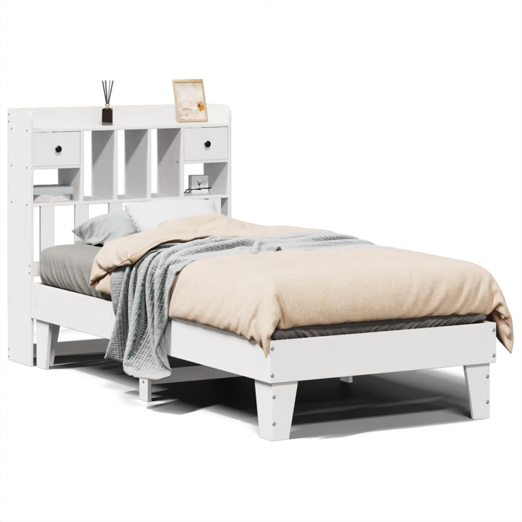 Bed Frame without Mattress White 100x200 cm Solid Wood Pine