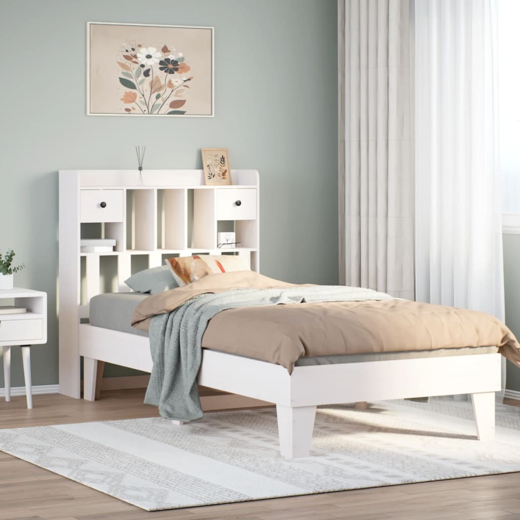 Bed Frame without Mattress White 100x200 cm Solid Wood Pine