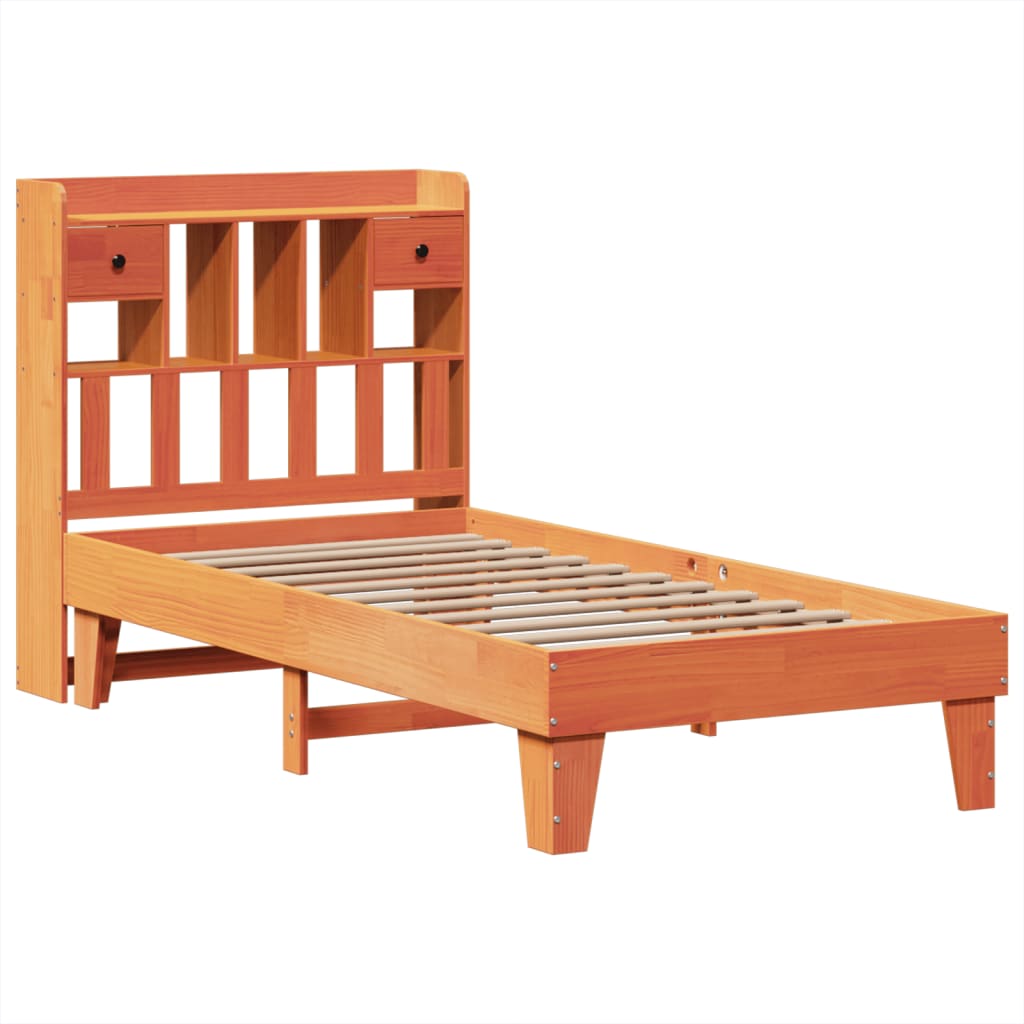 Bed Frame without Mattress Wax Brown 100x200 cm Solid Wood Pine