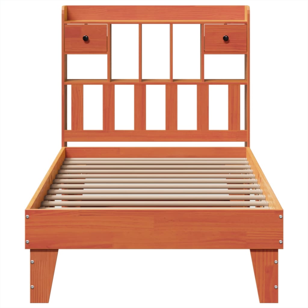 Bed Frame without Mattress Wax Brown 100x200 cm Solid Wood Pine