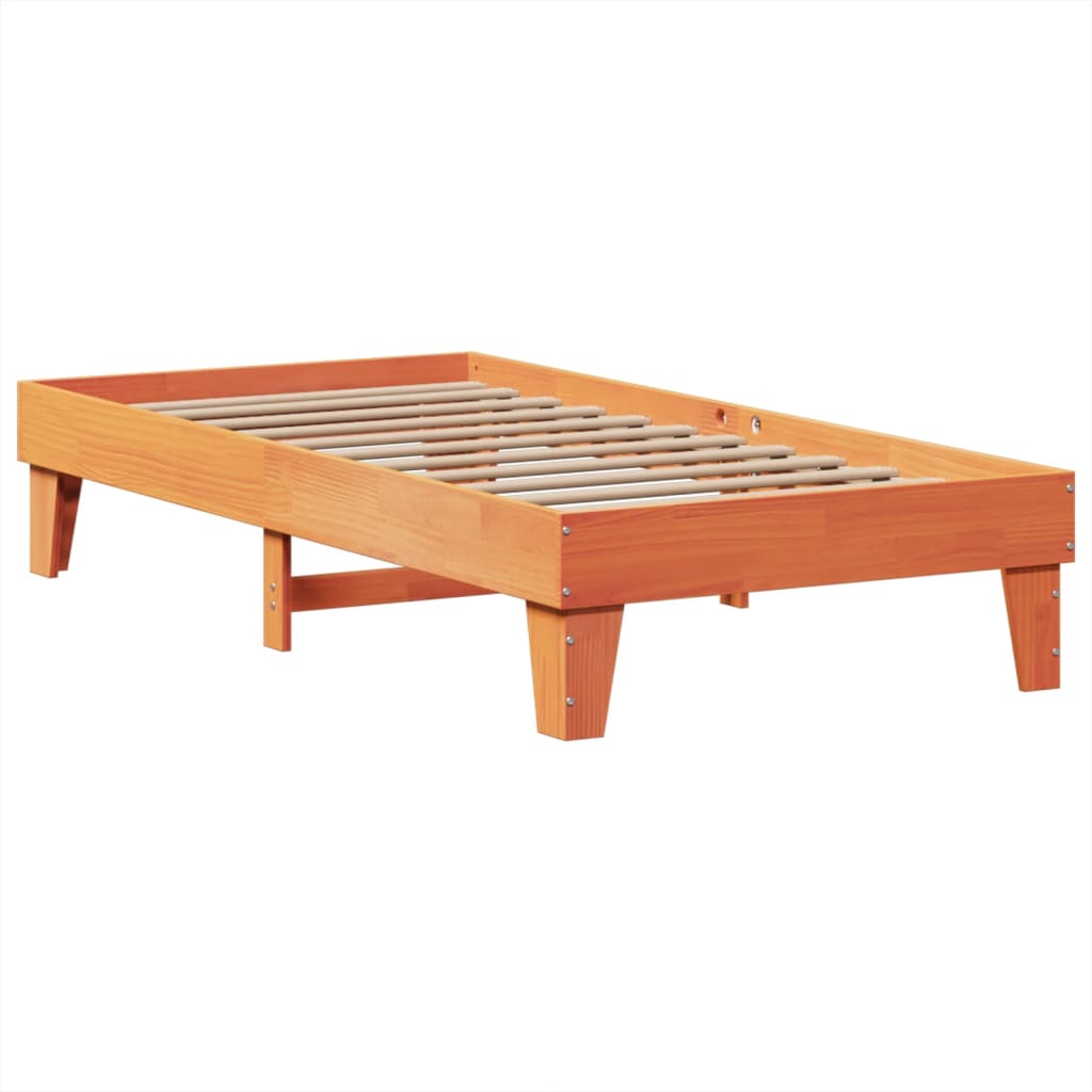 Bed Frame without Mattress Wax Brown 100x200 cm Solid Wood Pine