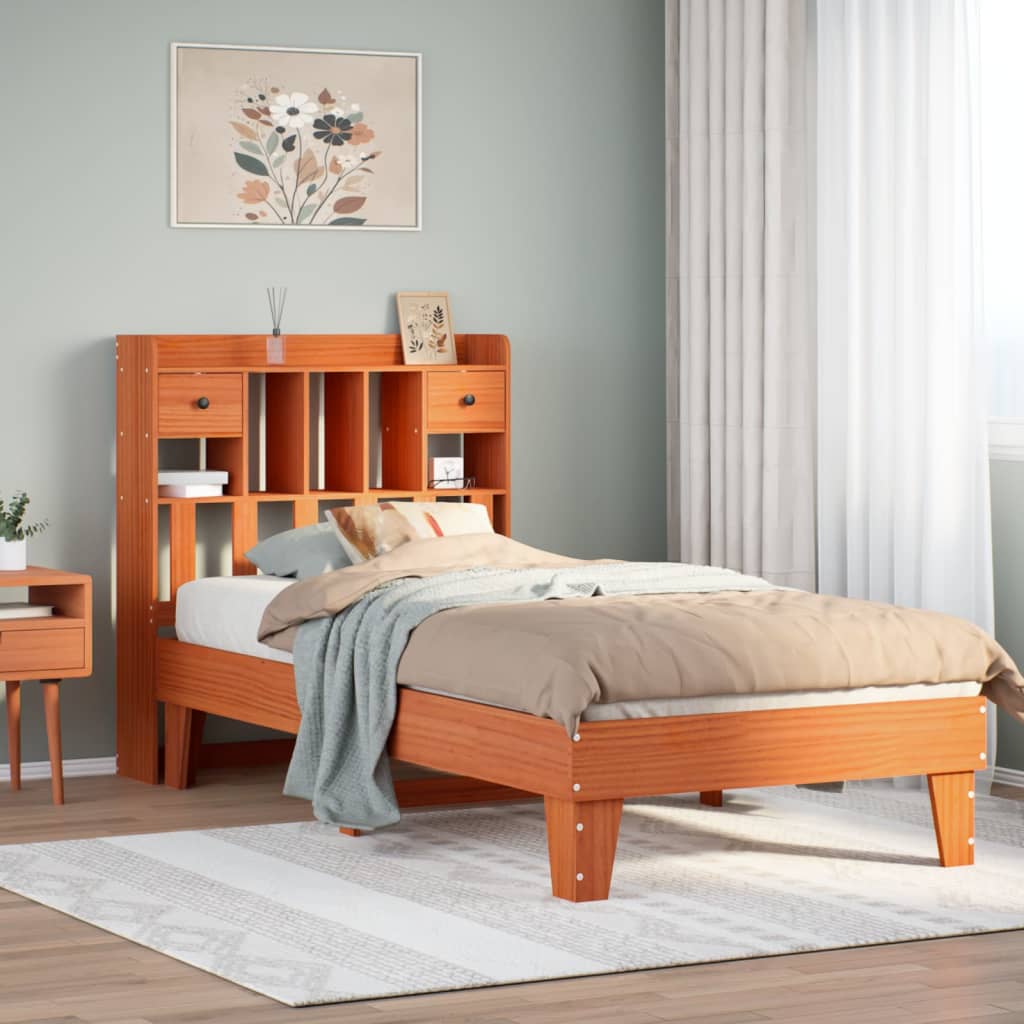 Bed Frame without Mattress Wax Brown 100x200 cm Solid Wood Pine