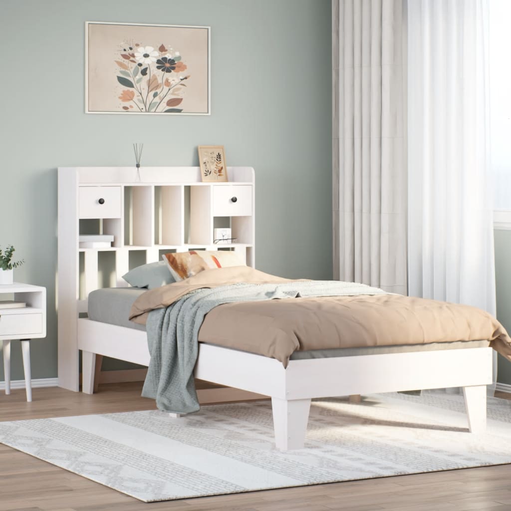 Bed Frame without Mattress White 90x200 cm Solid Wood Pine