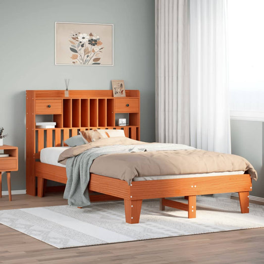 Bed Frame without Mattress Wax Brown 120x190 cm Small Double Solid Wood Pine