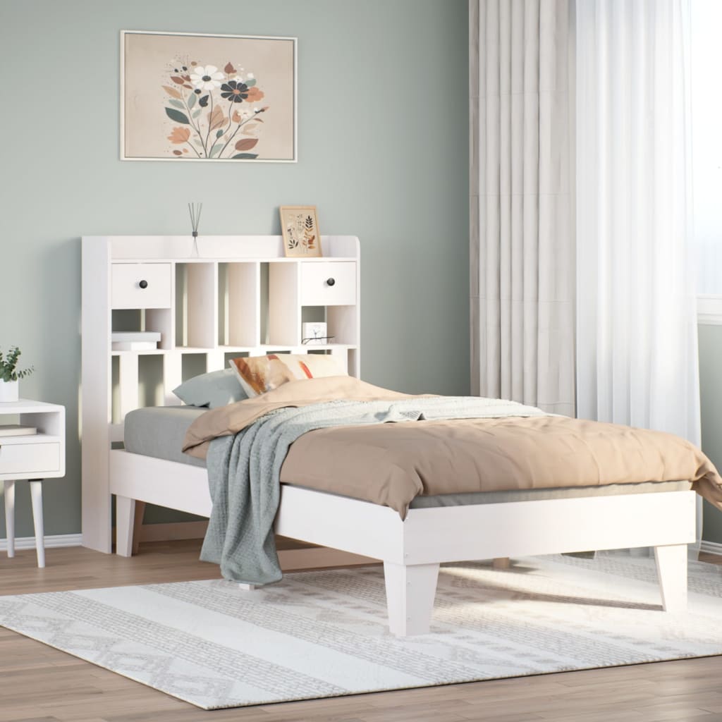 Bed Frame without Mattress White 90x190 cm Single Solid Wood Pine