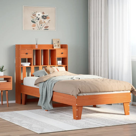 Bed Frame without Mattress Wax Brown 90x190 cm Single Solid Wood Pine