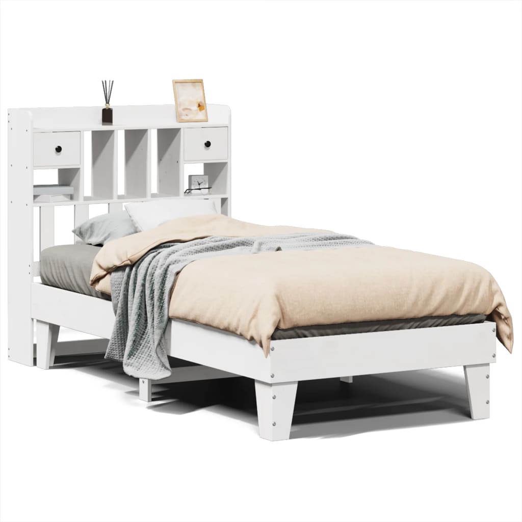 Bed Frame without Mattress White 75x190 cm Small Single Solid Wood Pine