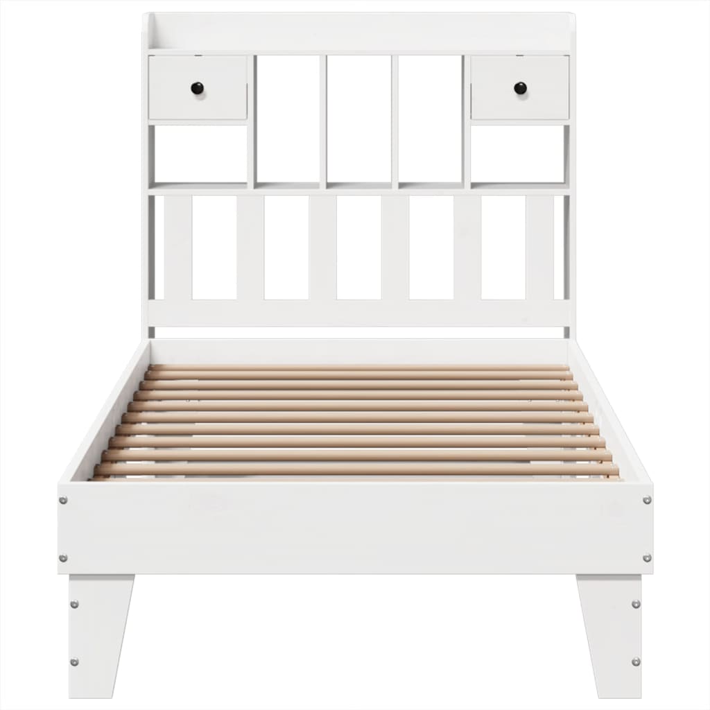 Bed Frame without Mattress White 75x190 cm Small Single Solid Wood Pine