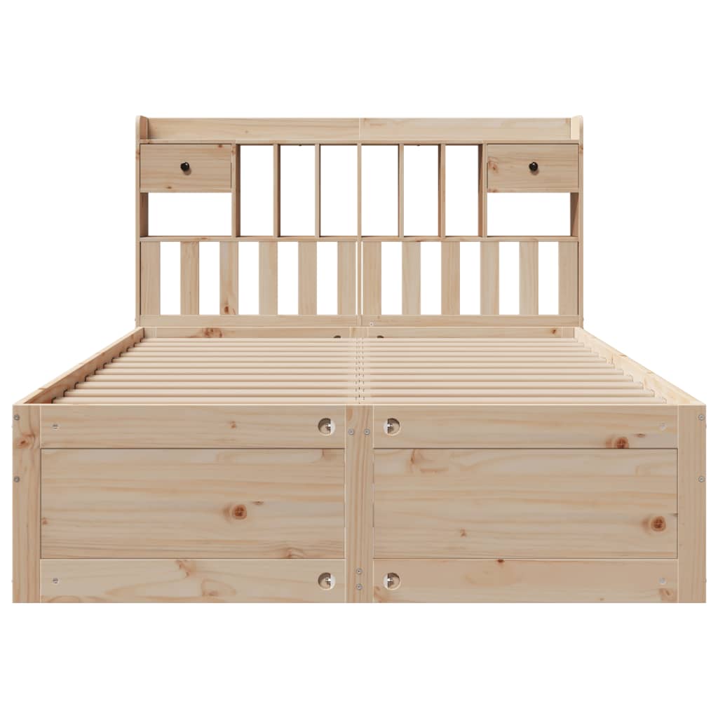 Bookcase Bed without Mattress 150x200 cm King Size Solid Wood Pine