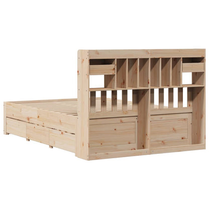 Bookcase Bed without Mattress 150x200 cm King Size Solid Wood Pine