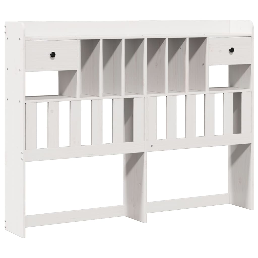 Bookcase Bed without Mattress White 150x200 cm King Size Solid Wood Pine