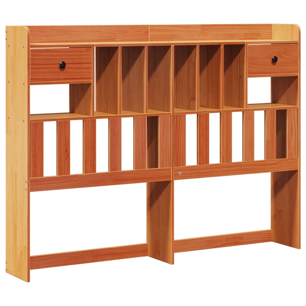 Bookcase Bed without Mattress Wax Brown 150x200 cm King Size Solid Wood Pine