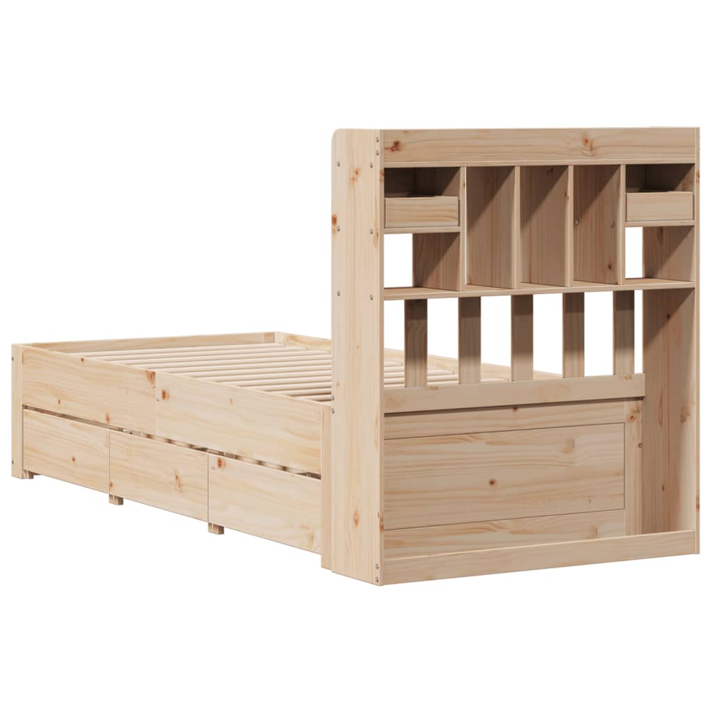 Bookcase Bed without Mattress 100x200 cm Solid Wood Pine