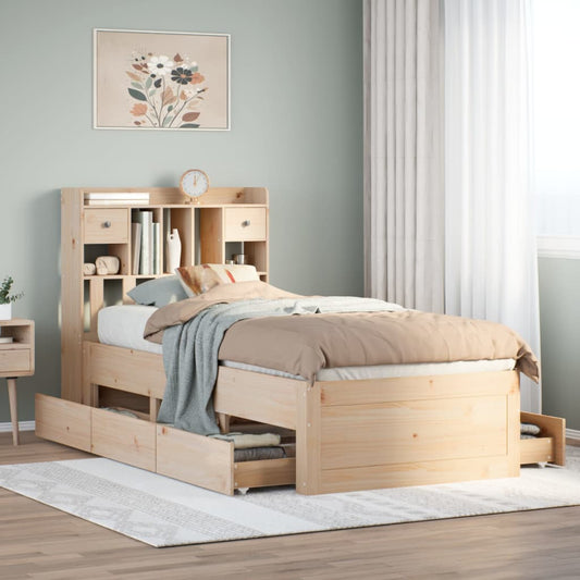 Bookcase Bed without Mattress 100x200 cm Solid Wood Pine