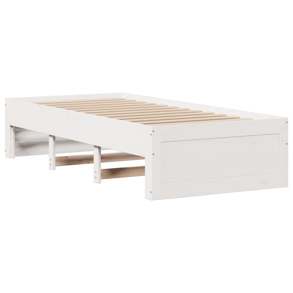 Bookcase Bed without Mattress White 100x200 cm Solid Wood Pine