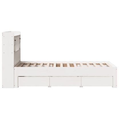 Bookcase Bed without Mattress White 100x200 cm Solid Wood Pine