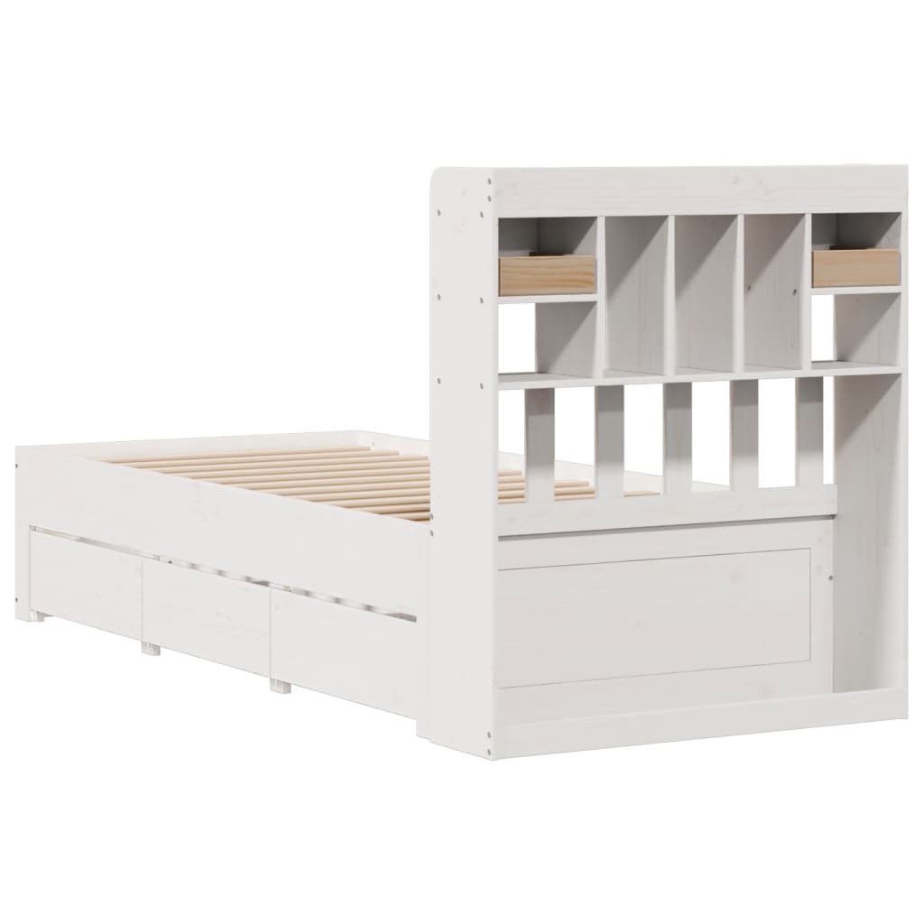 Bookcase Bed without Mattress White 100x200 cm Solid Wood Pine