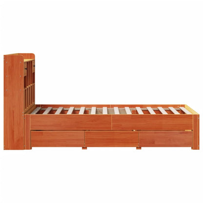 Bookcase Bed without Mattress Wax Brown 100x200 cm Solid Wood Pine