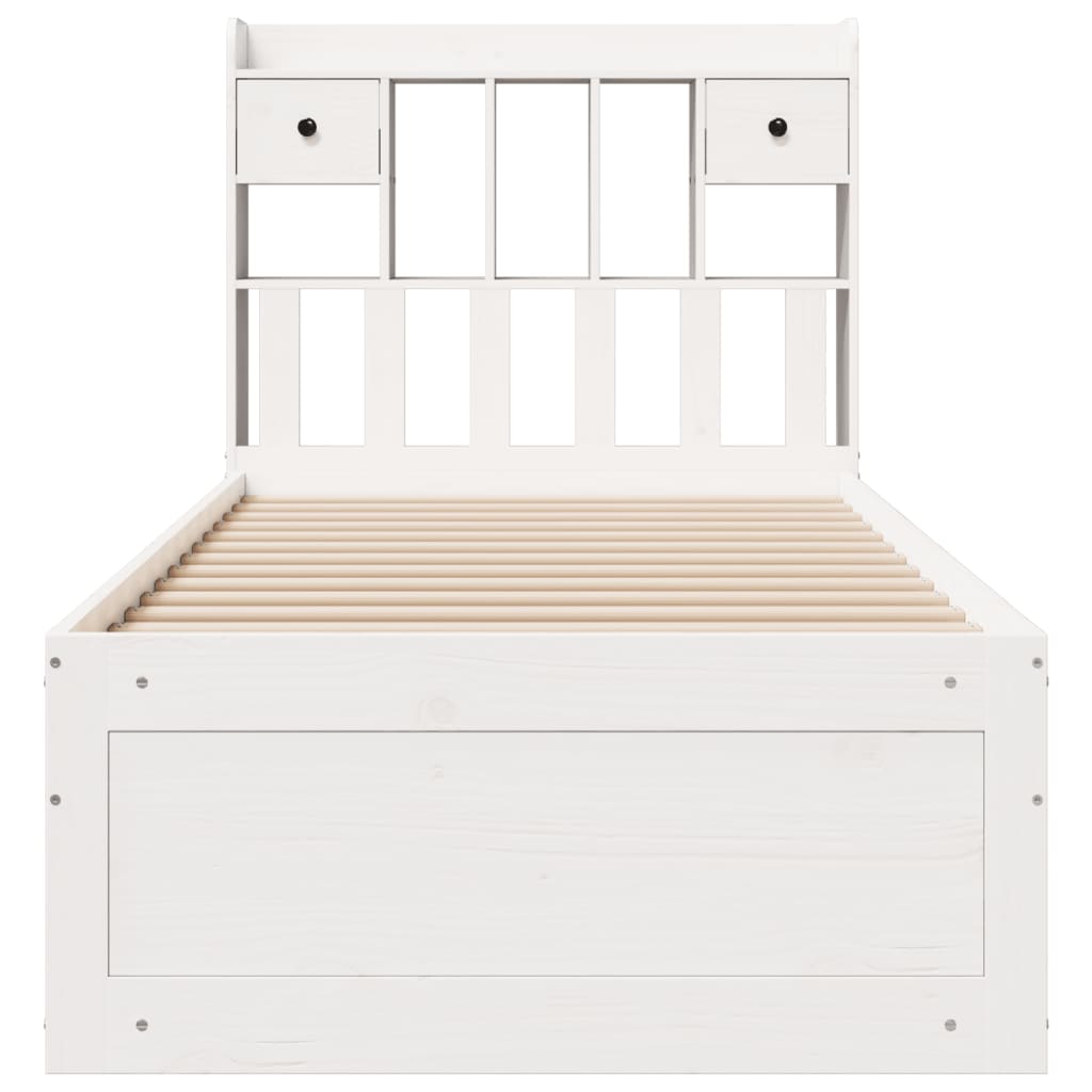 Bookcase Bed without Mattress White 90x200 cm Solid Wood Pine