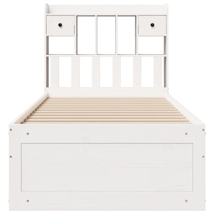 Bookcase Bed without Mattress White 90x200 cm Solid Wood Pine