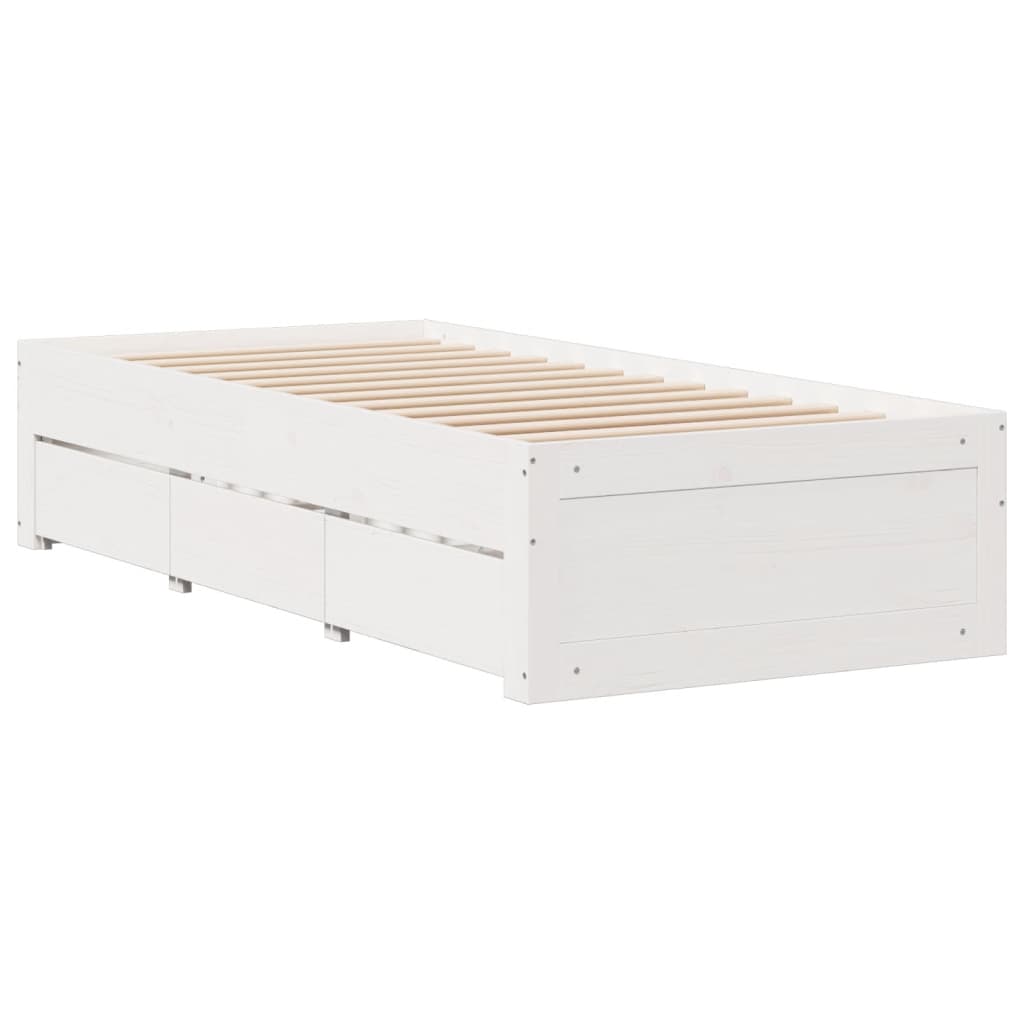 Bookcase Bed without Mattress White 90x200 cm Solid Wood Pine